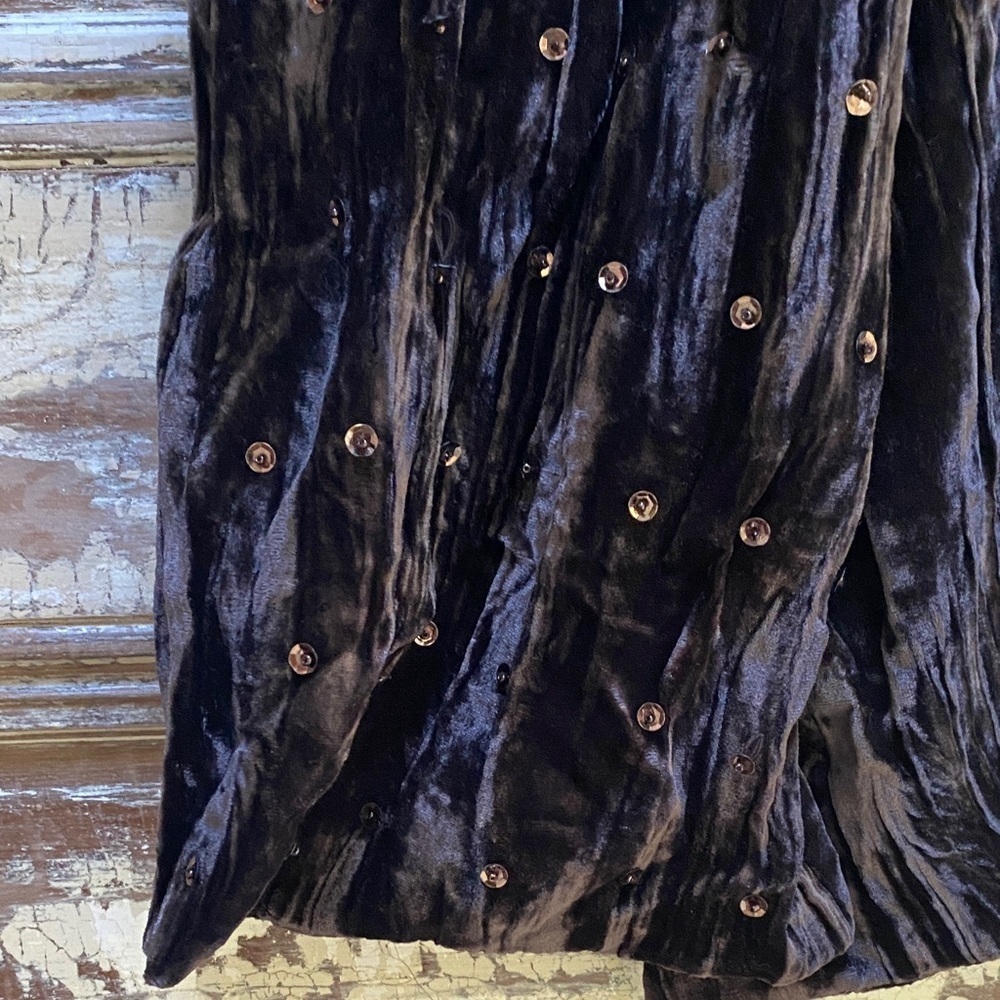 Vintage Laila Rowe Crushed Velvet Scarf With  Crystalized Bead Embellishments